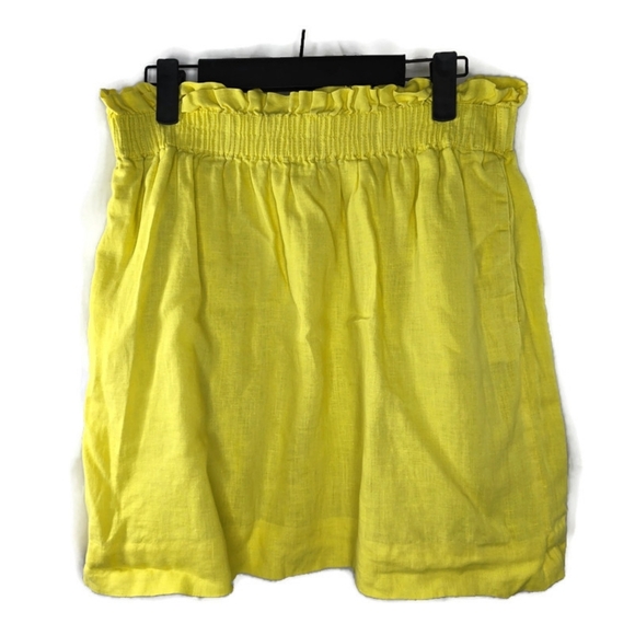 J.Crew Yellow 100% Linen Pull On Skirt Size 8 - Picture 1 of 6